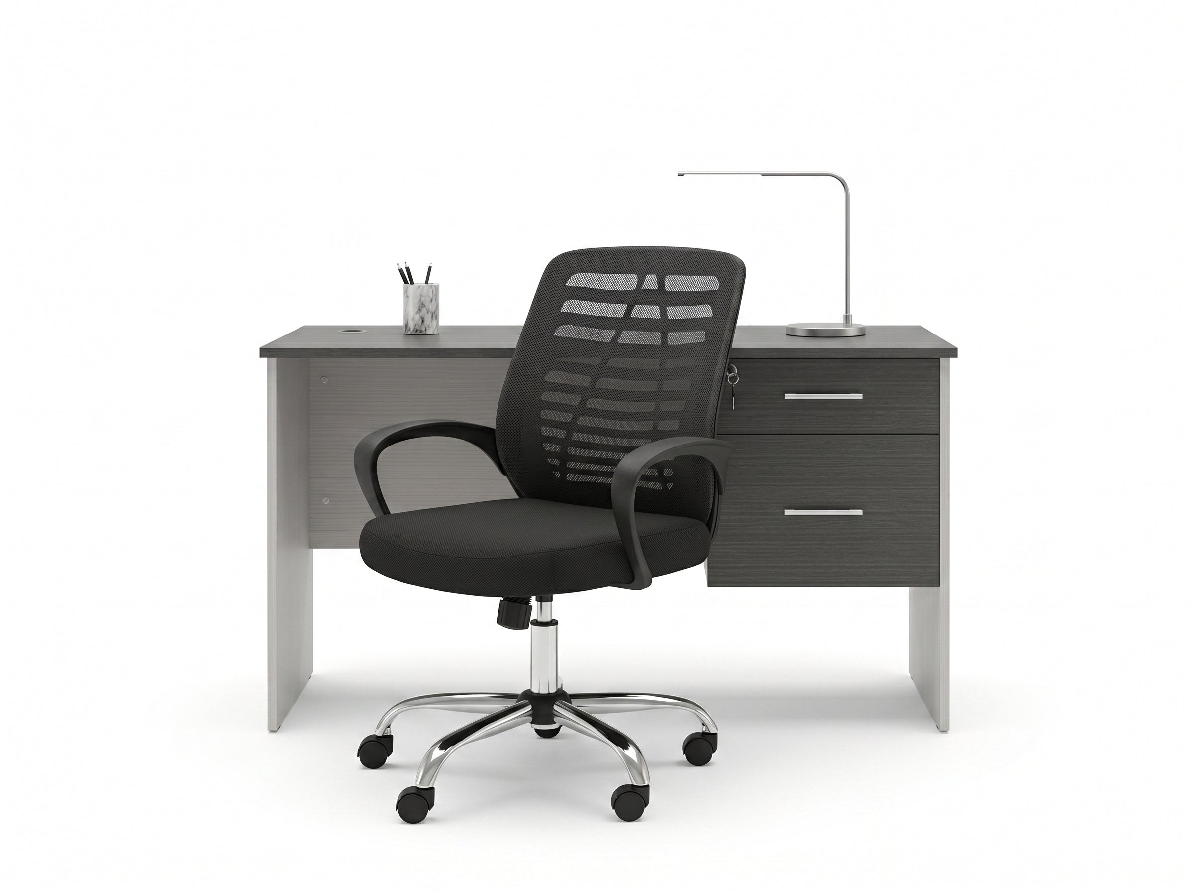 Combo de escritorio Lazio doble gaveta con silla